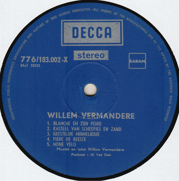 Willem Vermandere : Willem Vermandere (LP, Album)