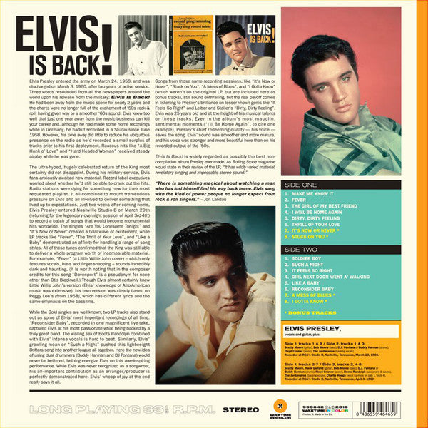 Elvis Presley : Elvis Is Back (LP, Album, Ltd, RE, Ora)