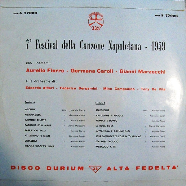 Various : 7° Festival Della Canzone Napoletana 1959 (LP, Comp)