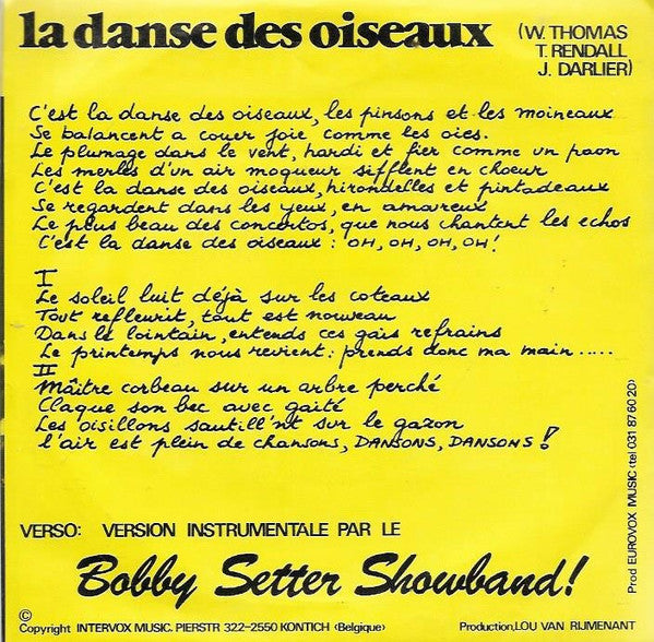 Jacky Lafon et le Bobby Setter Band : La Danse Des Oiseaux (Tchip Tchip) (7", Single)