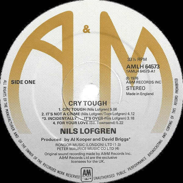 Nils Lofgren : Cry Tough (LP, Album)