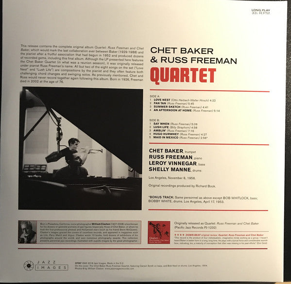 Chet Baker & Russ Freeman Quartet* : Chet Baker & Russ Freeman Quartet (LP, Album, RE)