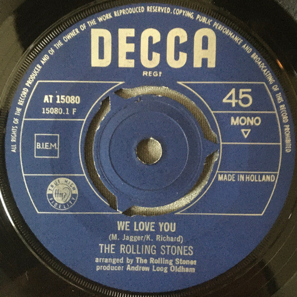 The Rolling Stones : We Love You (7", Single, Mono)