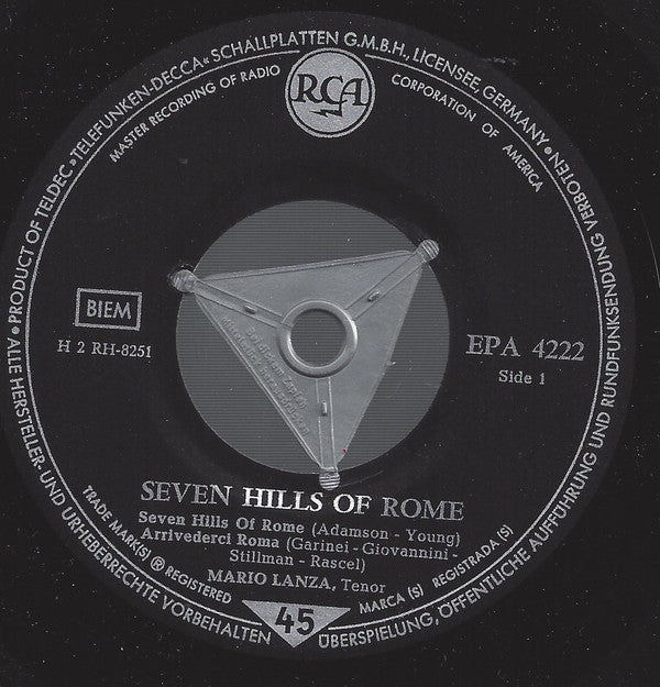 Mario Lanza : Seven Hills Of Rome (7", EP)