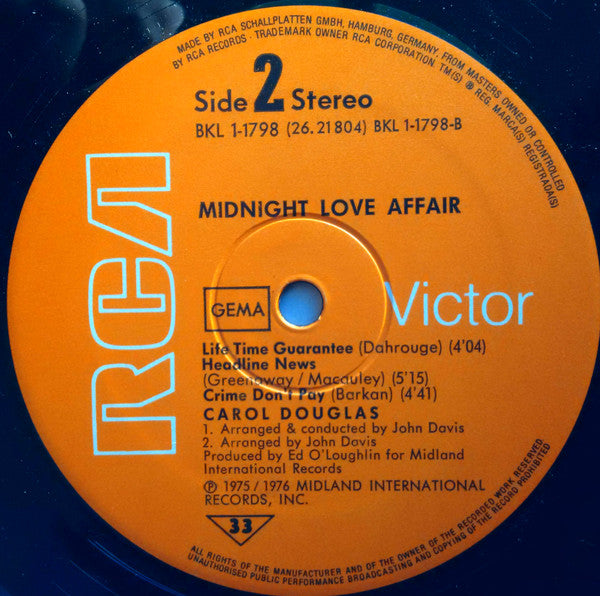Carol Douglas : Midnight Love Affair (LP, Album)