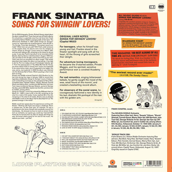 Frank Sinatra : Songs For Swingin' Lovers (LP, Album, Ltd, RE, Ora)