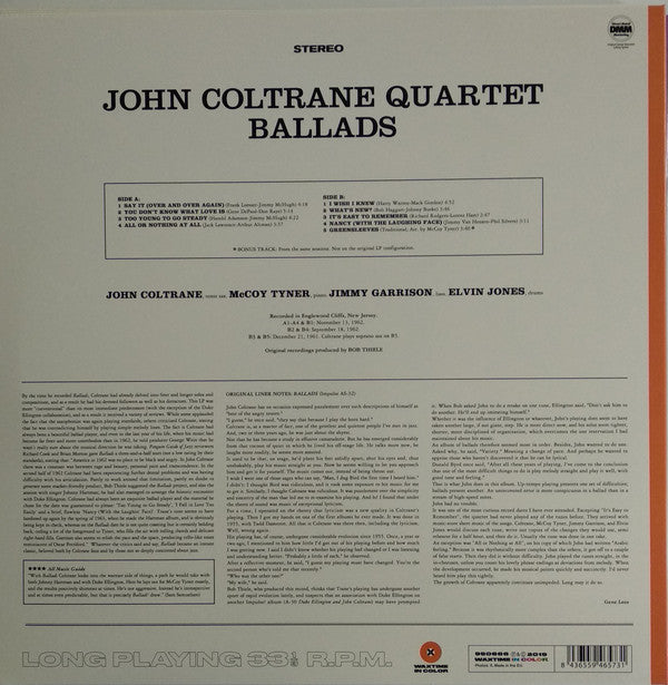 The John Coltrane Quartet : Ballads (LP, Album, Ltd, RE, 180)