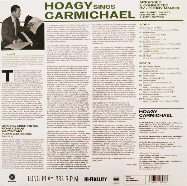 Hoagy Carmichael : Hoagy Sings Carmichael With The Pacific Jazzmen (LP, Album, RE, 180)