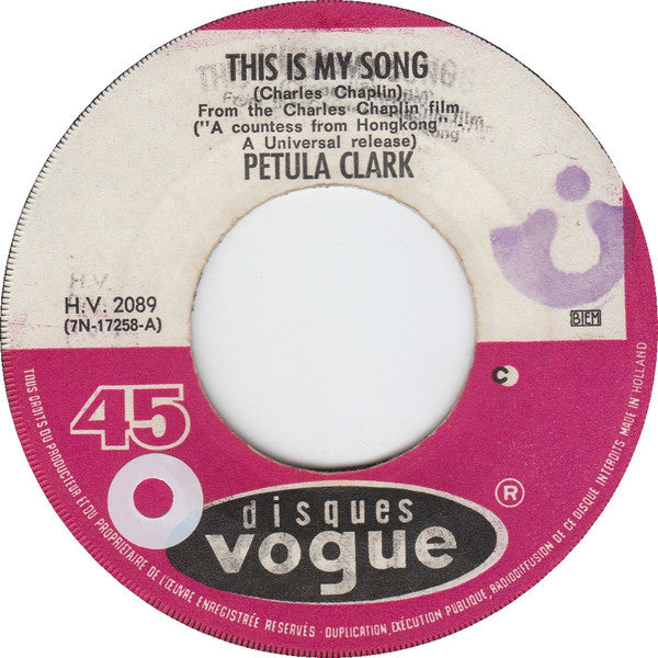 Petula Clark : This Is My Song (7", Single, Red)
