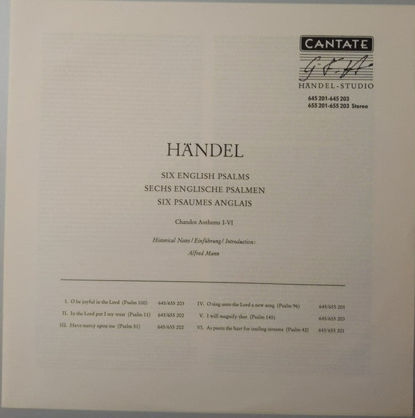 Georg Friedrich Händel : Psalm 51 / Psalm 11 (LP)