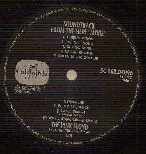 The Pink Floyd* : Soundtrack From The Film "More" (LP, Album, RE)