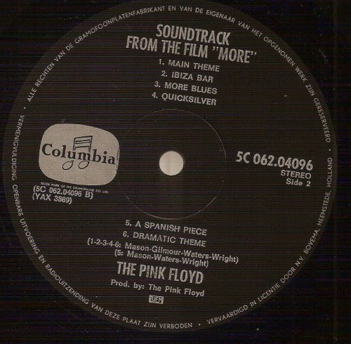 The Pink Floyd* : Soundtrack From The Film "More" (LP, Album, RE)