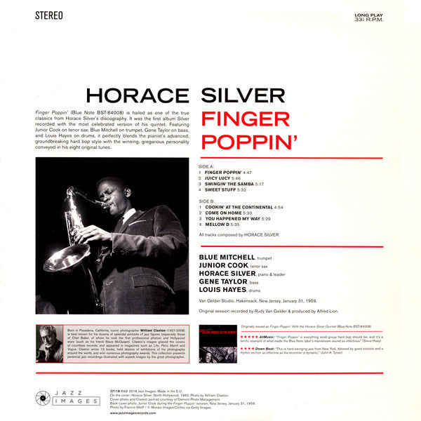 The Horace Silver Quintet : Finger Poppin' (LP, Album, RE, 180)