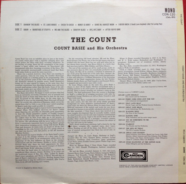 Count Basie And His Orchestra* : The Count (LP, Mono, RE)