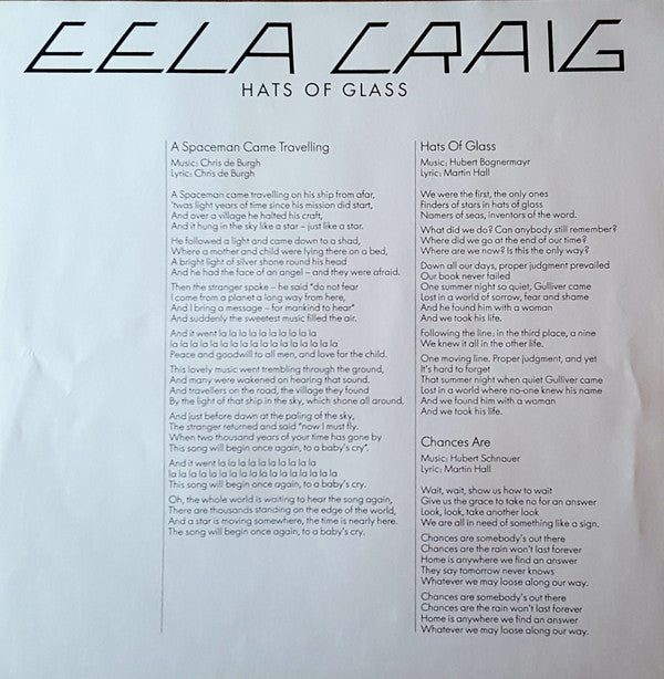 Eela Craig : Hats Of Glass (LP, Album)
