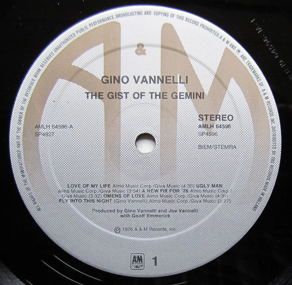 Gino Vannelli : The Gist Of The Gemini (LP, Album, RP, Gat)