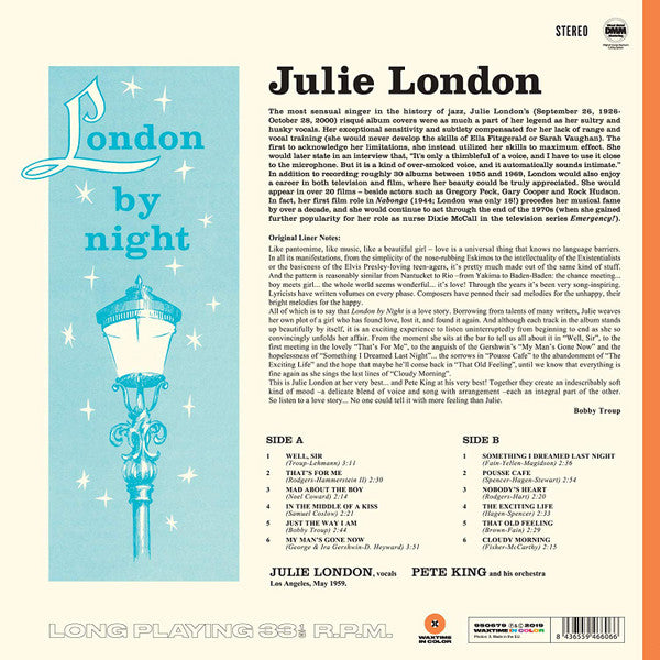 Julie London With Pete King And His Orchestra : London By Night (LP, Album, Ltd, RE, Ora)