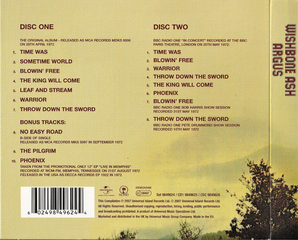 Wishbone Ash : Argus (2xCD, Album, Dlx, RE, RM, Dig)