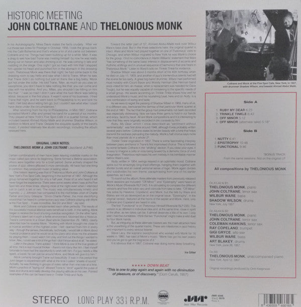 John Coltrane And Thelonious Monk : Historic Meeting (LP, Album, Ltd, RE, RM, 180)