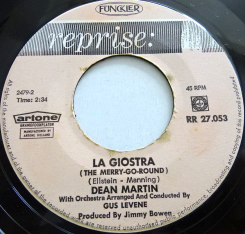 Dean Martin : Via Veneto / La Giostra (7", Single, Ora)