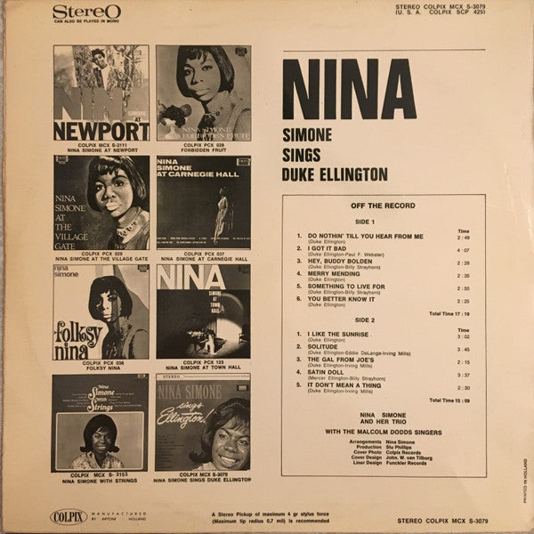 Nina Simone : Nina Simone Sings Ellington (LP, Album, RE)