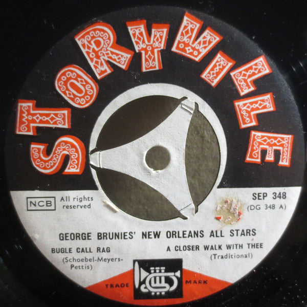 George Brunies & His New Orleans Allstars Featuring Teddy Buckner : Bugle Call Rag / A Closer Walk With Thee / Down In The Jungle Town / Alice Blue Gown (7", EP)