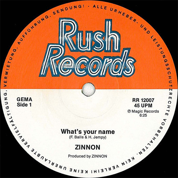 Zinnon* : What's Your Name (Theme From Dr. No) (12")