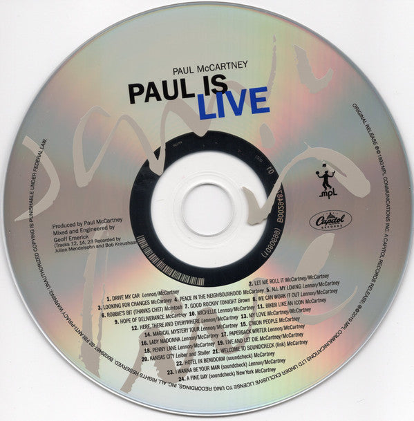 Paul McCartney : Paul Is Live (CD, Album, RM, Dig)