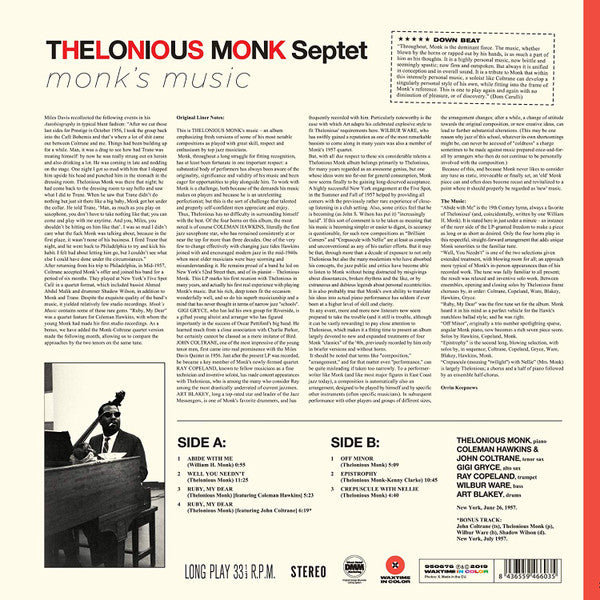 Thelonious Monk Septet : Monk's Music (LP, Album, Ltd, RE, Tra)