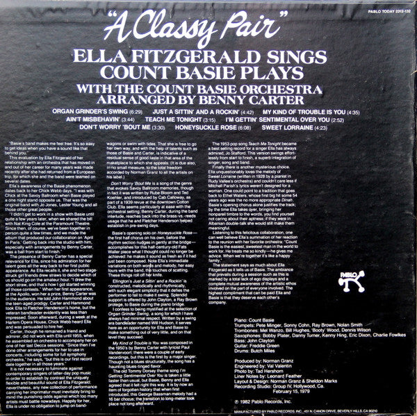 Ella Fitzgerald Sings Count Basie Plays With Count Basie Orchestra : A Classy Pair (LP, Album)