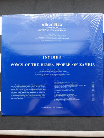 Isaiah Mwesa Mapoma : Inyimbo: Songs of the Bemba People of Zambia (LP)