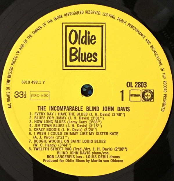 Blind John Davis : The Incomparable (LP)