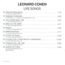 Leonard Cohen : Live Songs (CD, Album, RE)