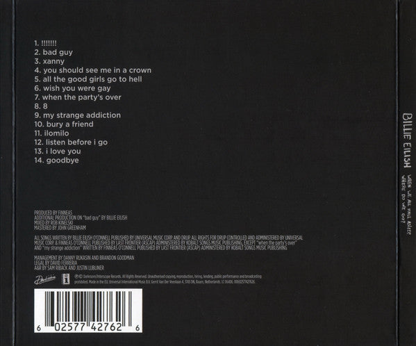 Billie Eilish : When We All Fall Asleep, Where Do We Go? (CD, Album)