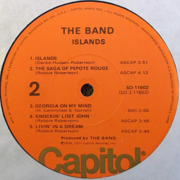 The Band : Islands (LP, Album)