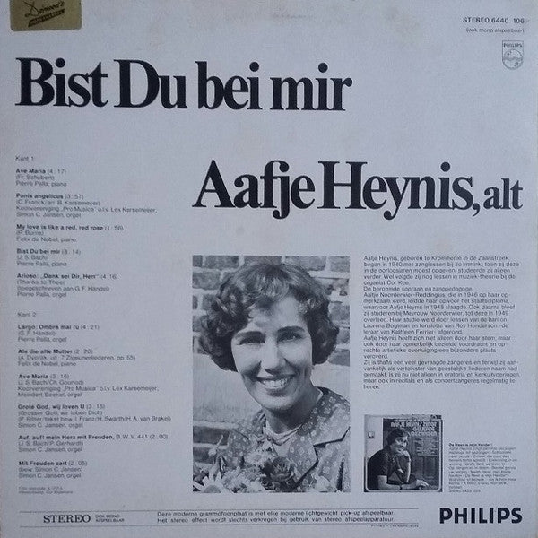 Aafje Heynis, Pierre Palla, Felix De Nobel, Pro Musica Bussum, Lex Karsemeijer, Simon C. Jansen, Meindert Boekel : Bist Du Bei Mir (LP)