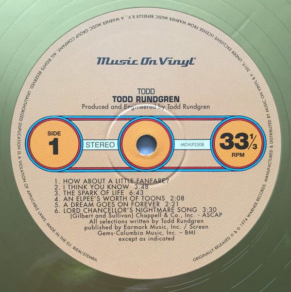 Todd Rundgren : Todd (2xLP, Album, Ltd, Num, RE, Gol)