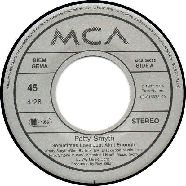 Patty Smyth With Don Henley : Sometimes Love Just Ain't Enough (7", Single)