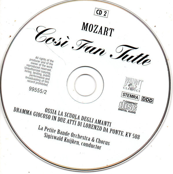 Wolfgang Amadeus Mozart / La Petite Bande, Sigiswald Kuijken : Così Fan Tutte - Opera Buffa (Box + 3xCD, Album, RE)
