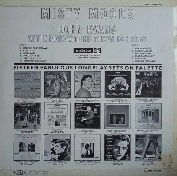 John Evans At The Piano With His Romantic Strings* : Misty Moods (LP, Album)