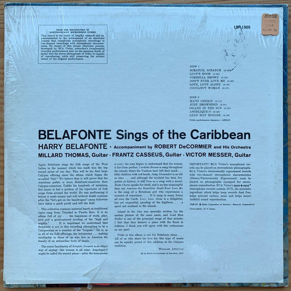 Harry Belafonte : Belafonte Sings Of The Caribbean (LP, Album, RE)