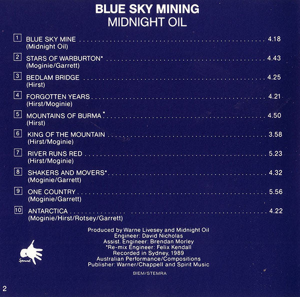 Midnight Oil : Blue Sky Mining (CD, Album, RE)