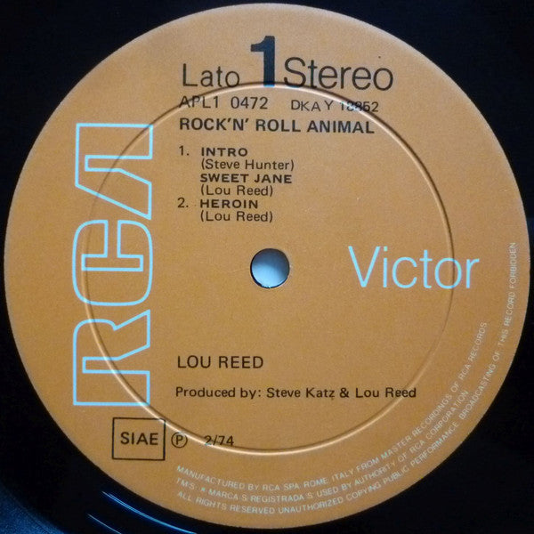 Lou Reed : Rock N Roll Animal (LP, Album, Gat)