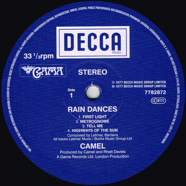 Camel : Rain Dances (LP, Album, RE, RP)