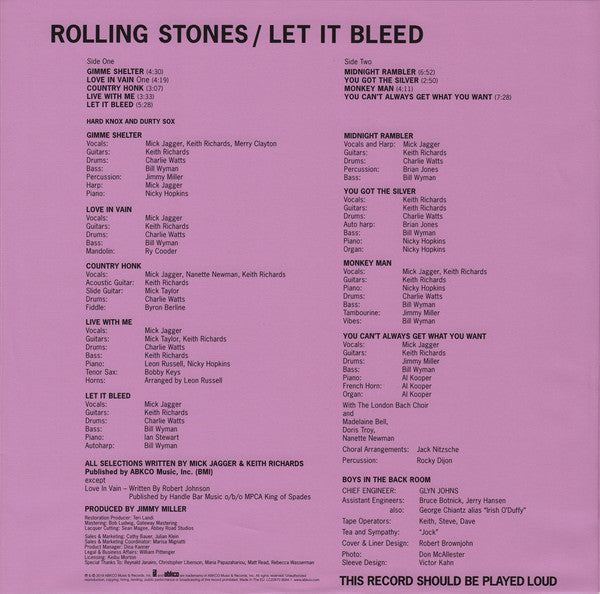 The Rolling Stones : Let It Bleed (LP, Album, RE, RM, 50t)