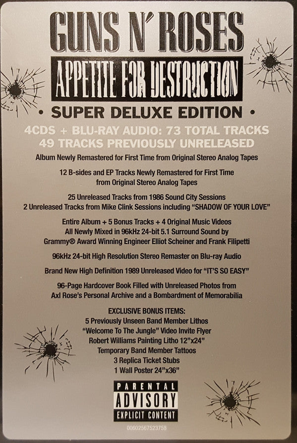 Guns N' Roses : Appetite For Destruction (Box, Sup + CD, RE, RM + CD, Comp, RM + 2xCD, Album)