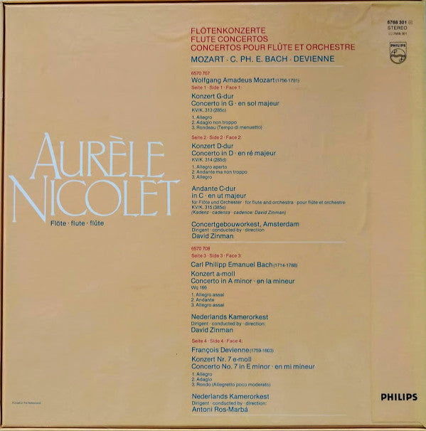 Aurèle Nicolet - Wolfgang Amadeus Mozart - Carl Philipp Emanuel Bach - François Devienne : Flötenkonzerte (2xLP + Box)