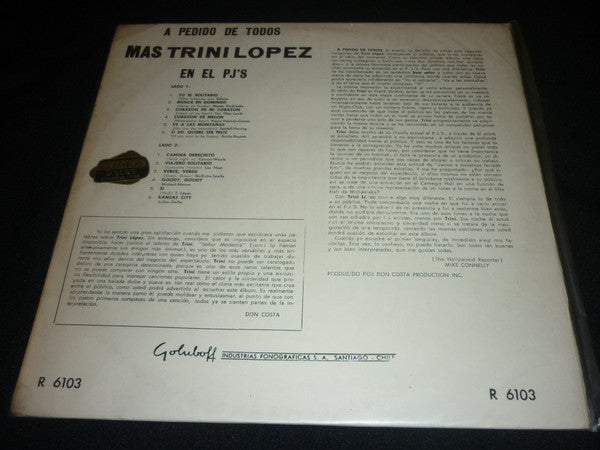 Trini Lopez : A Pedido De Todos Mas Trini Lopez En El PJ's = By Popular Demand More Trini Lopez At P.J.'s (LP, Album, Mono, Alt)