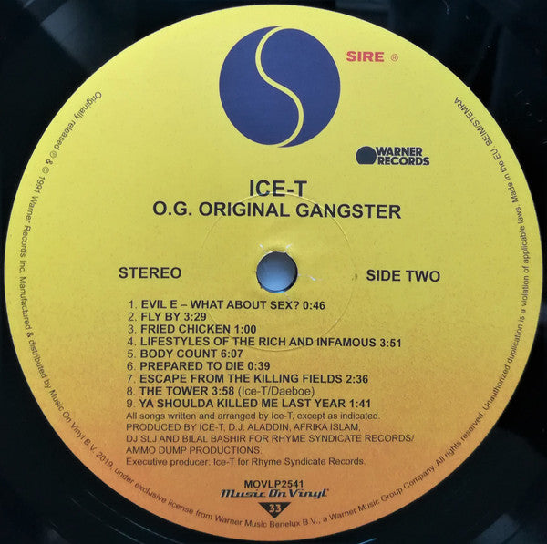 Ice-T : O.G. Original Gangster (LP, Album, RE, 180)
