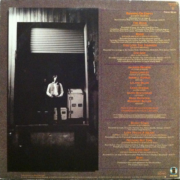 Jackson Browne : Running On Empty (LP, Album, RE)